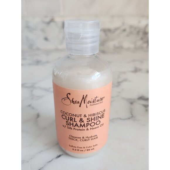 Shea Moisture Coconut & Hibiscus Curl & Shine Shampoo & Conditioner 3.2 oz ea - Picture 2 of 7